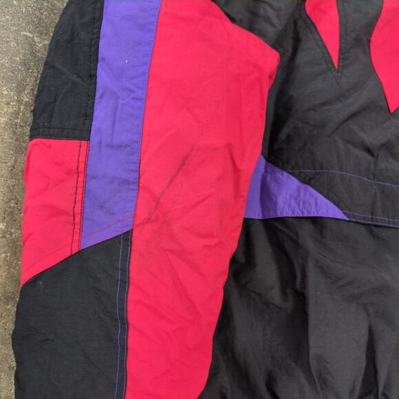 Vintage LaTrek Windbreaker Jacket Mens M Black Purple Puffer Sport Full Zip - Picture 10 of 10